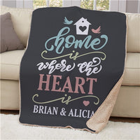 Personalized Home Is Where The Heart Is Sherpa Blanket