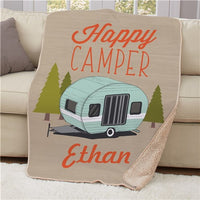 Personalized Happy Camper Sherpa Blanket