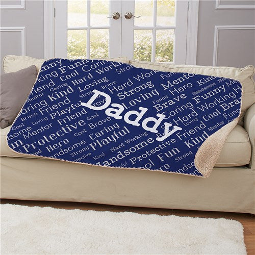 Personalized Word Art Sherpa Blanket for Him